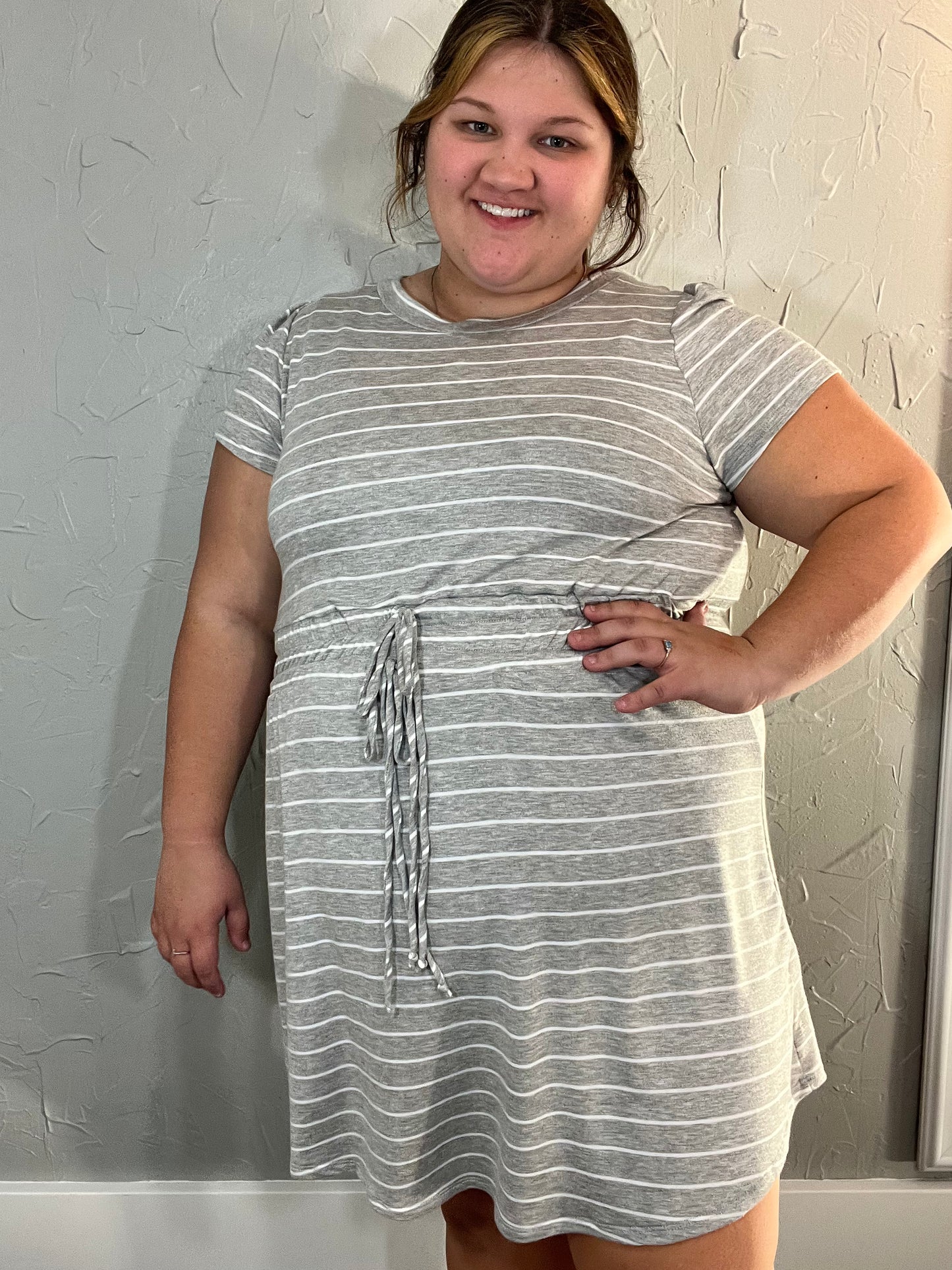 Curvy Striped Tie Dress