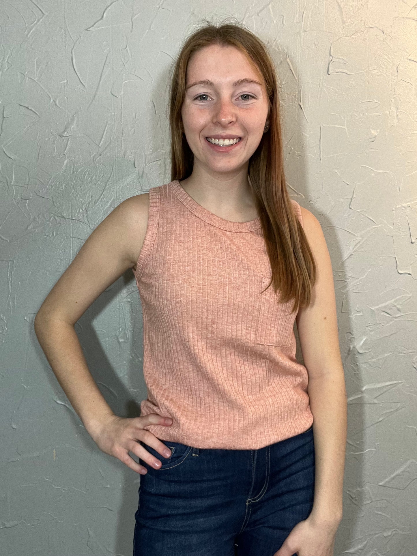 Coral Hacci Ribbed Tank