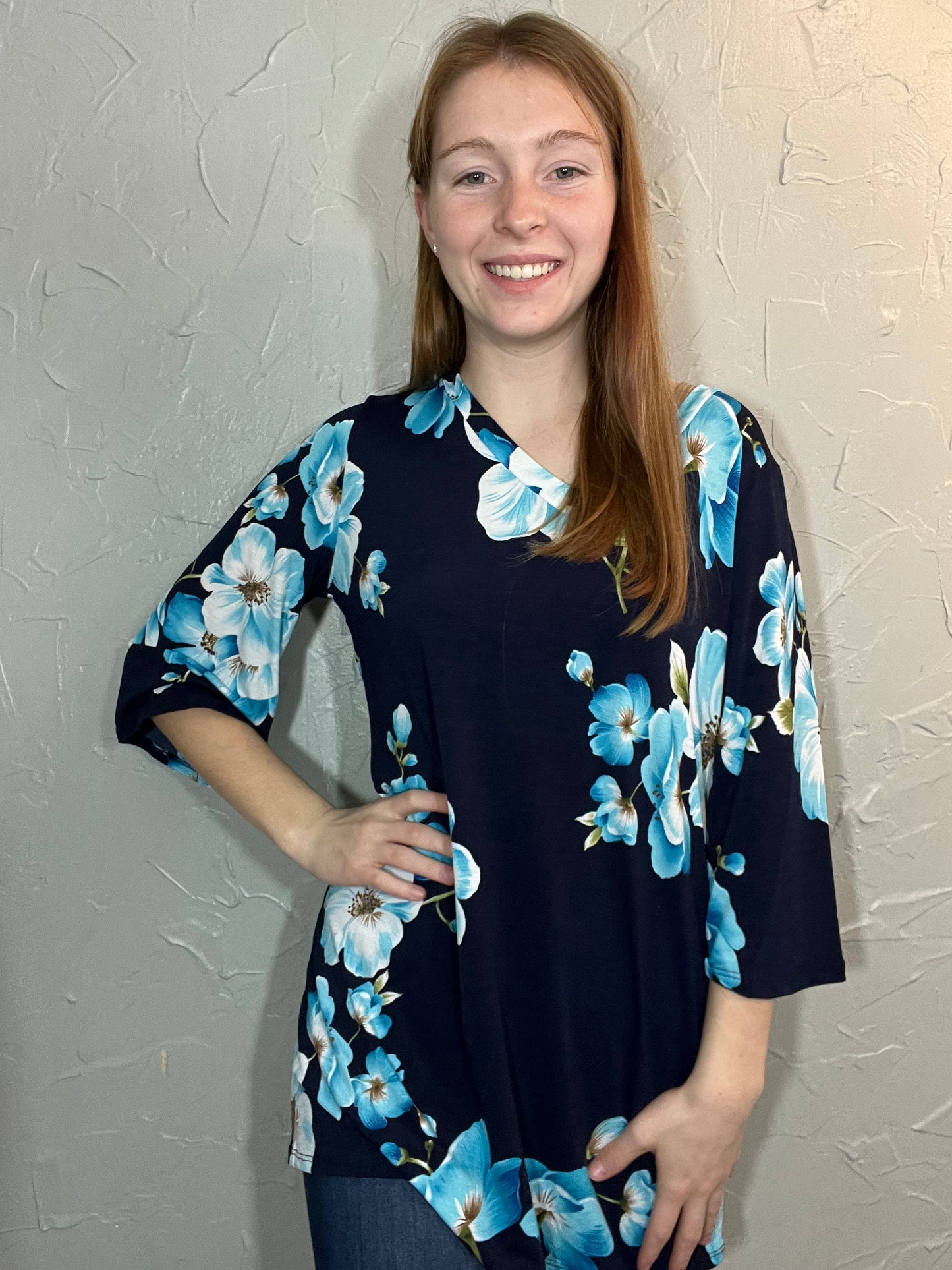 3/4 Floral Top