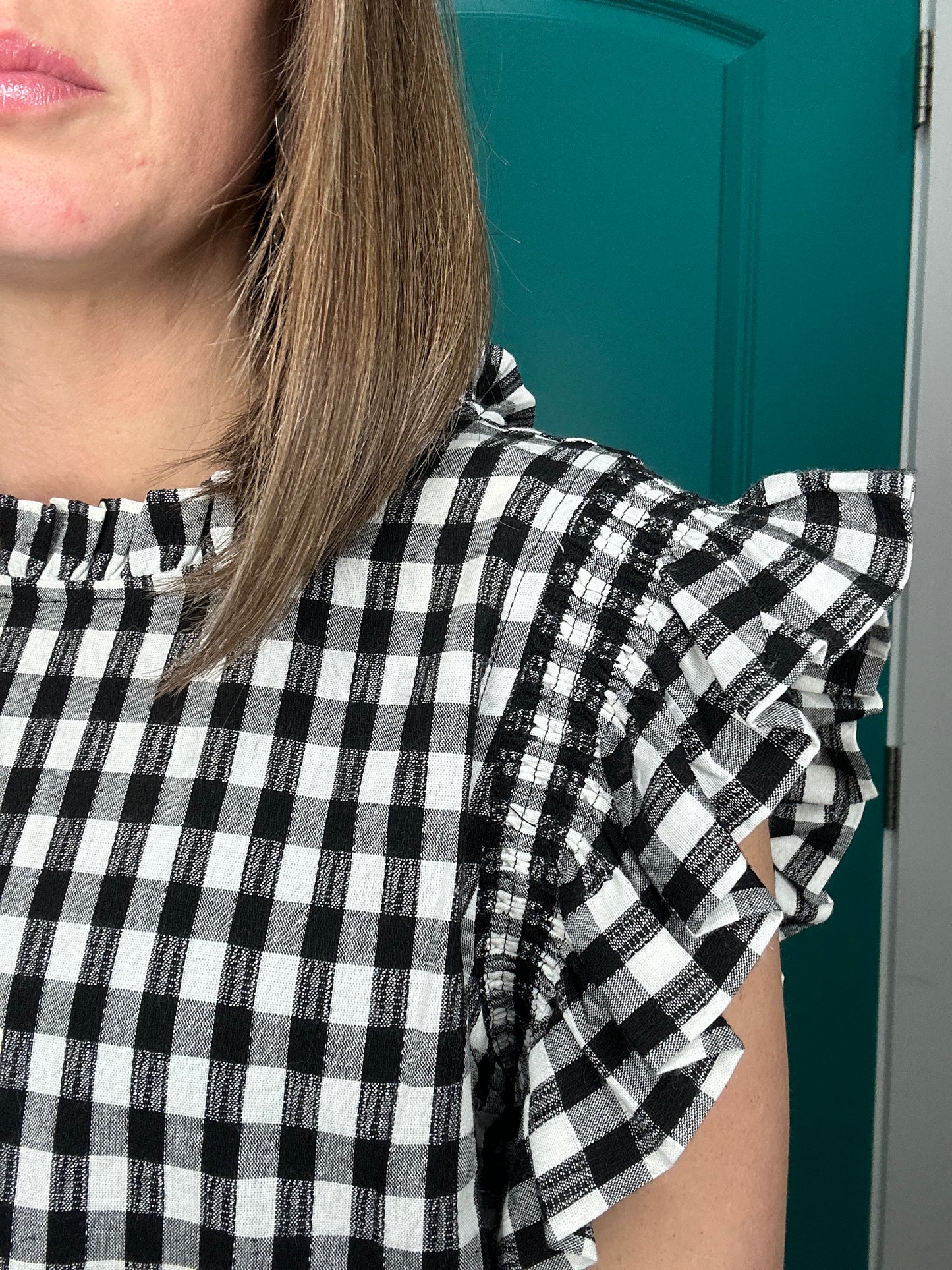 Black Gingham Top