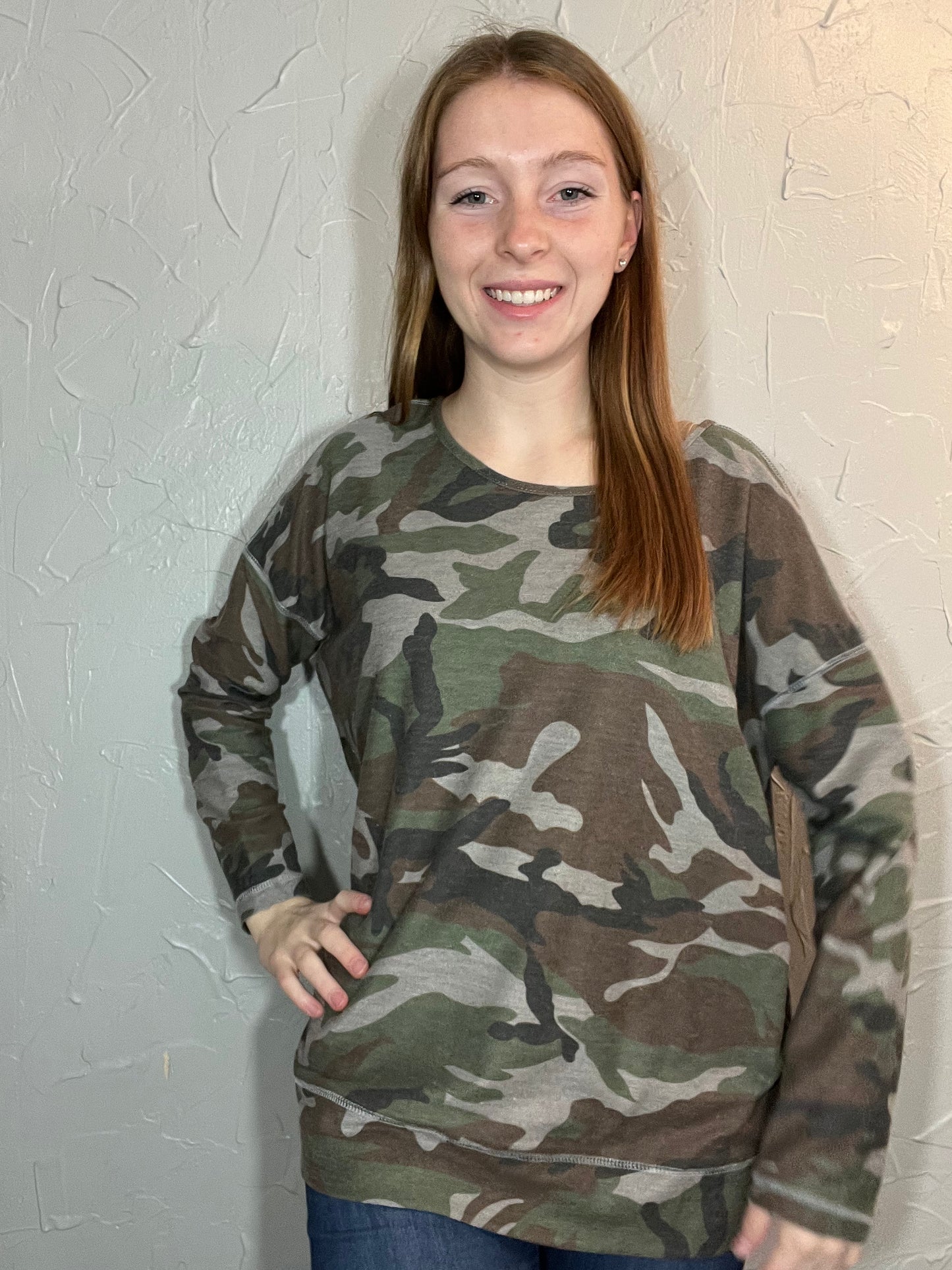 LS Open Back Camo Top