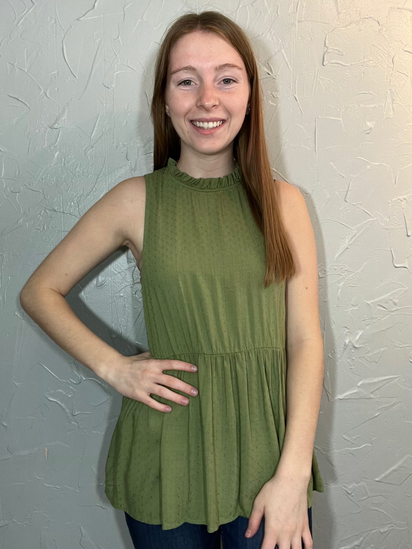 High Neck Peplum Tank