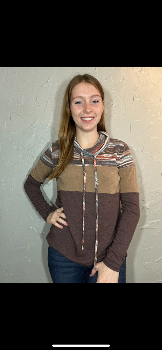 Brown Colorblock Drawstring