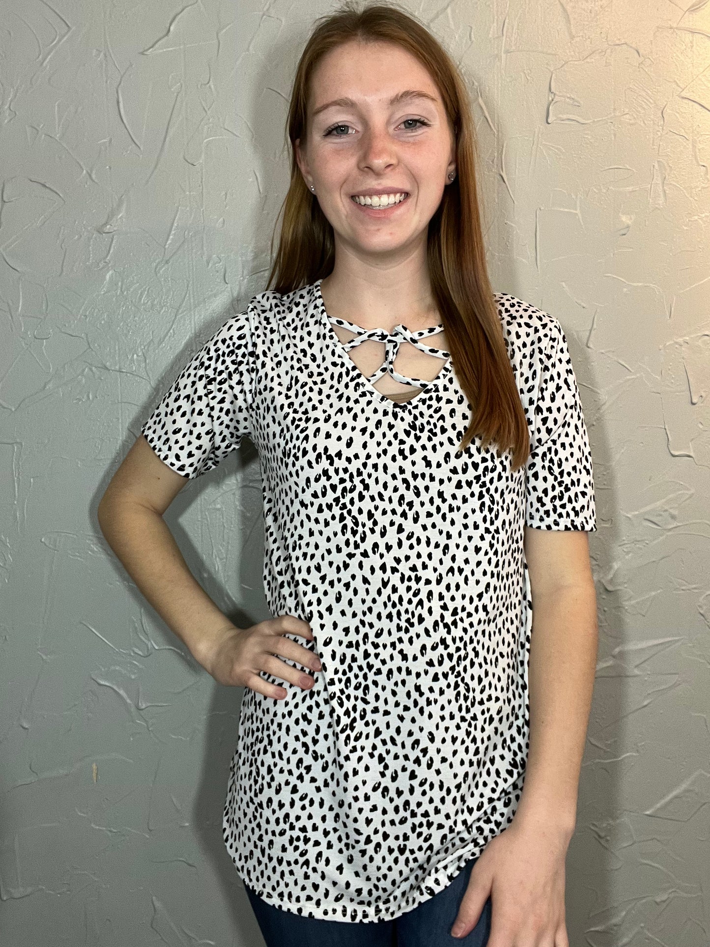 Black & Ivory Dotted Top