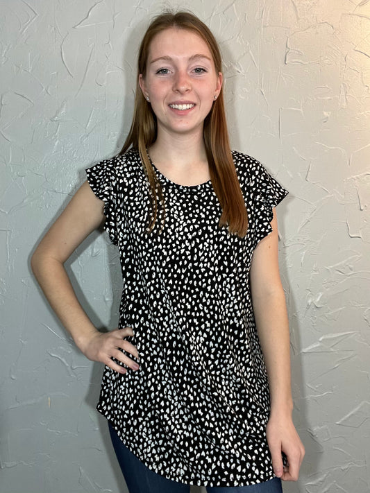 Black/Ivory Spotted Top