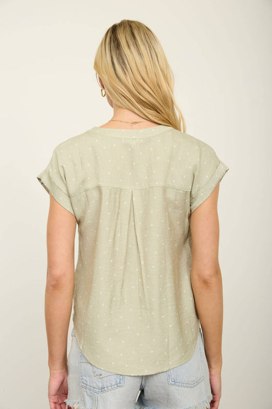 Polka Dot Lace Trim Top 9221