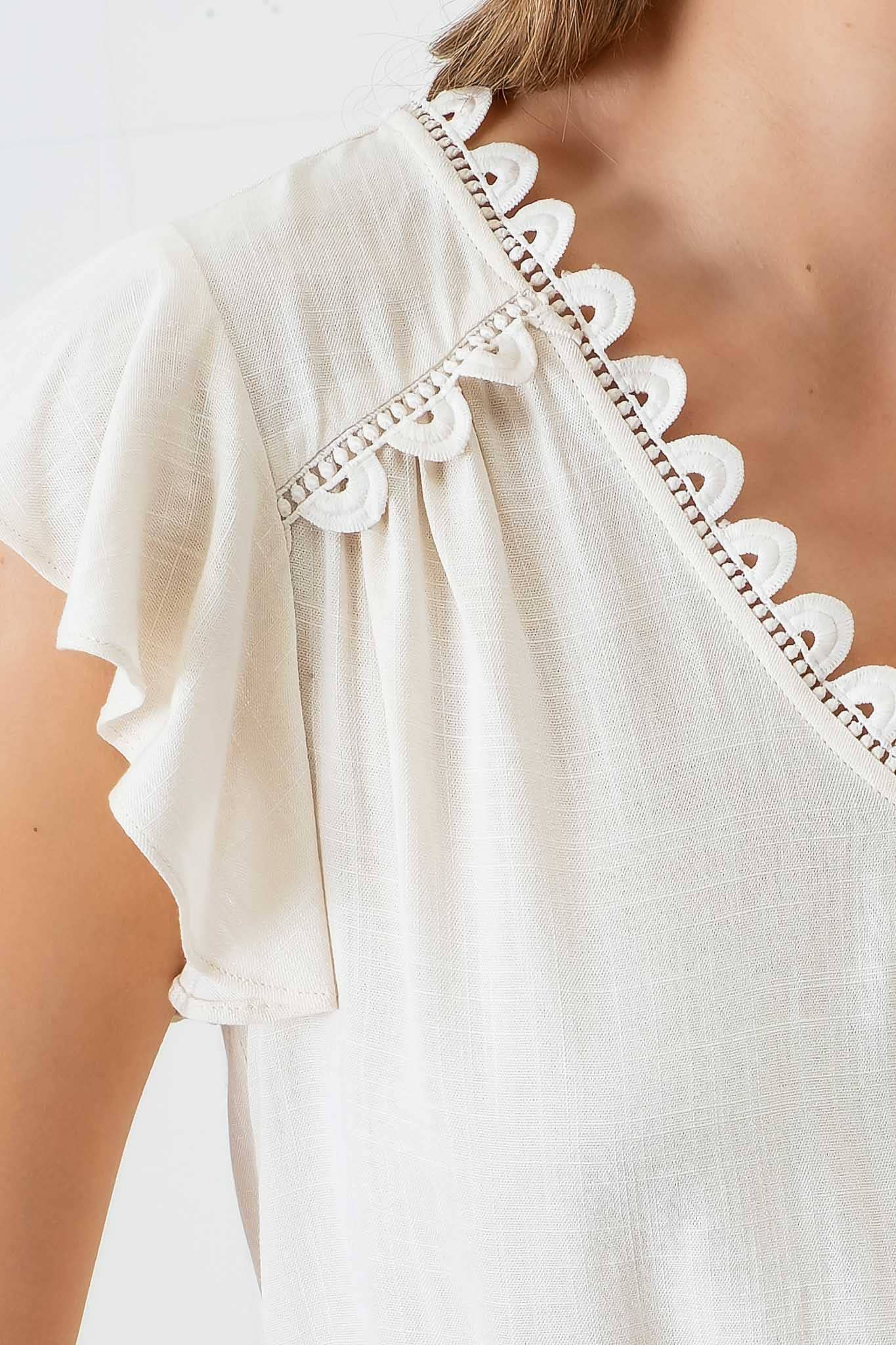 Scallop Lace Trim Back Top