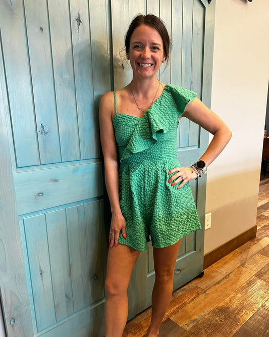 Green Ruffle Romper