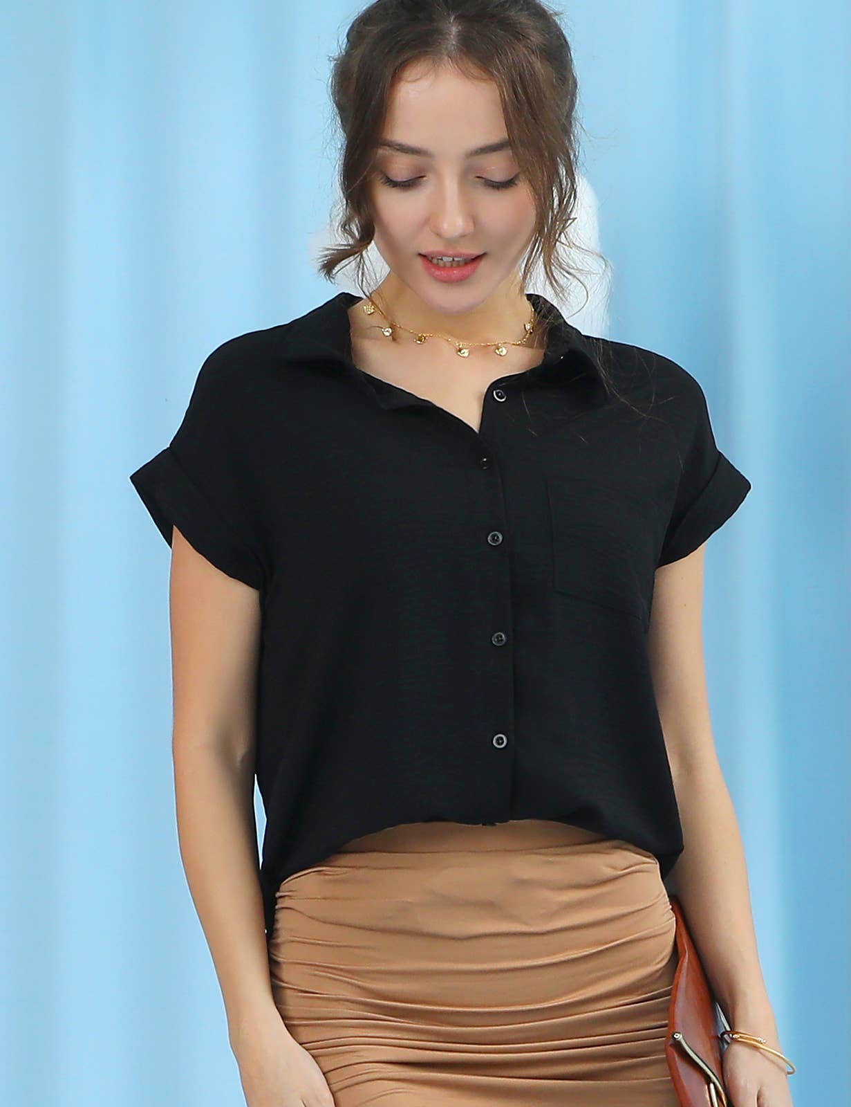 Rolled Short Sleeve Top 200