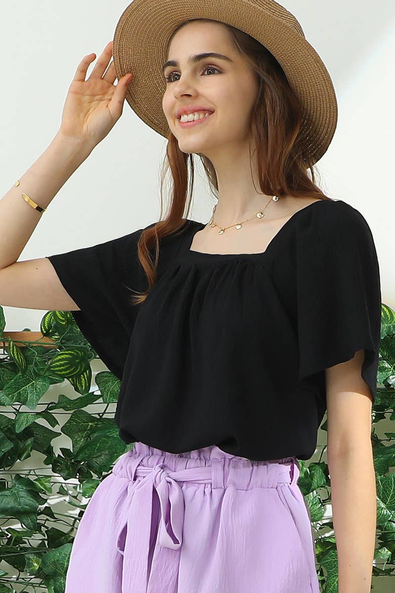 Square Neck Ruffle Top 192