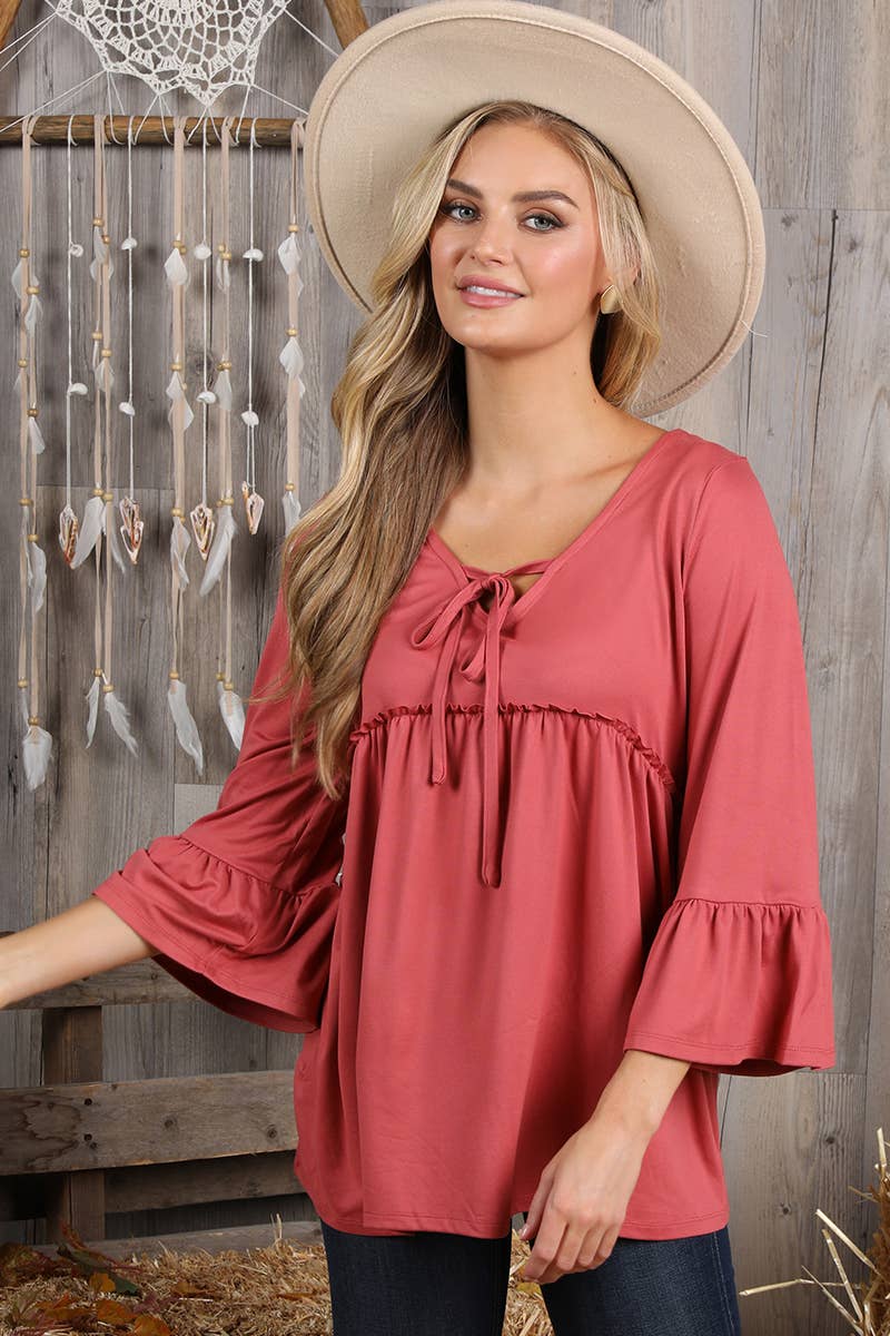 3/4 SLEEVE DETAILED TOP 1401