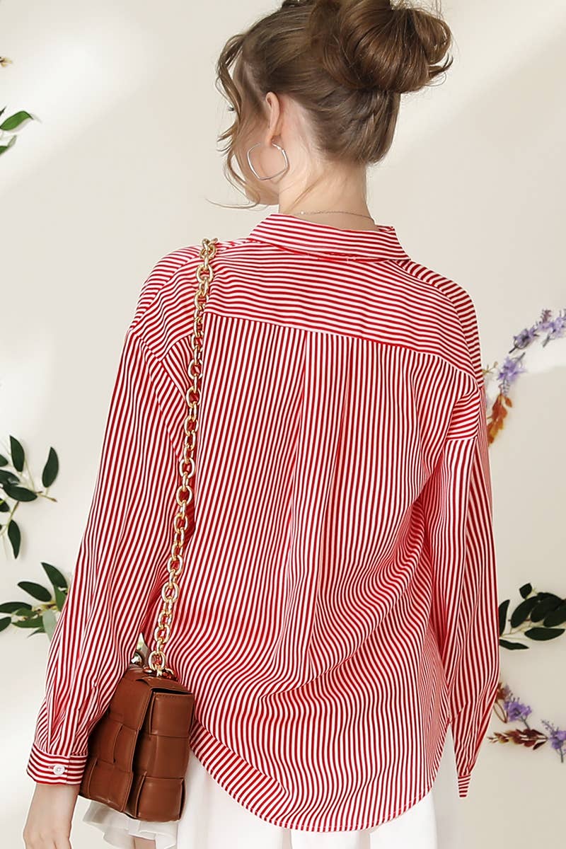 Red Striped Button Down 704