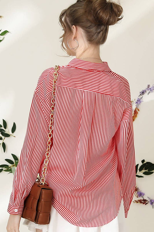 Red Striped Button Down 704
