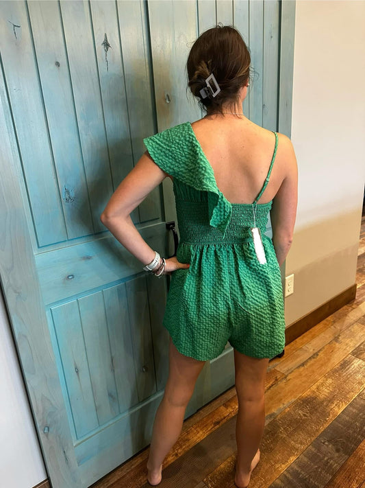 Green Ruffle Romper