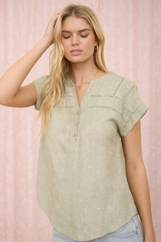 Polka Dot Lace Trim Top 9221