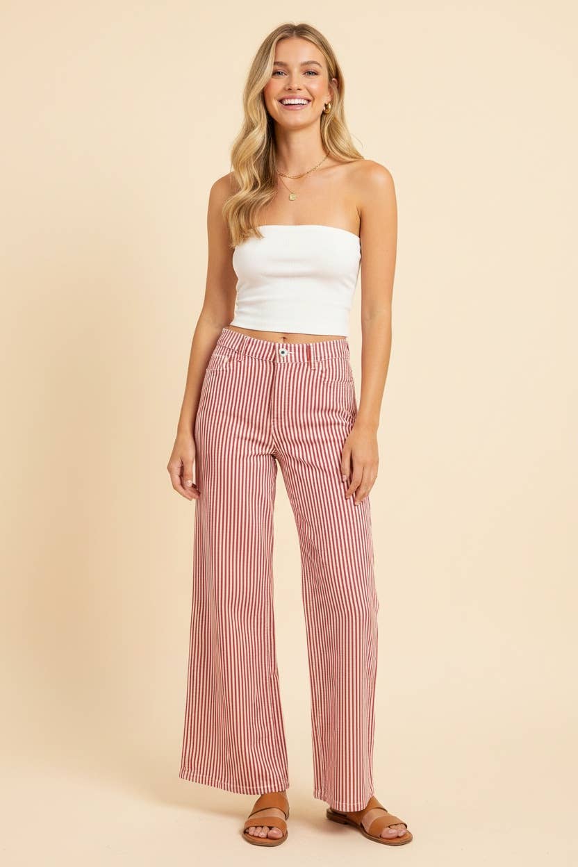 Striped Wide Leg Trousers