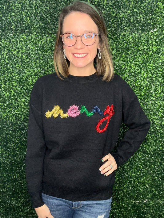 BLACK MERRY SWEATER