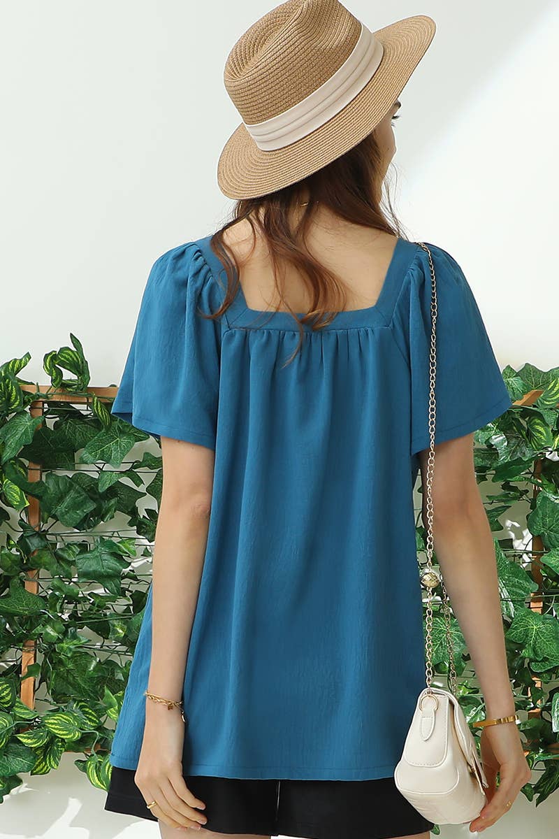 Square Neck Ruffle Top 192