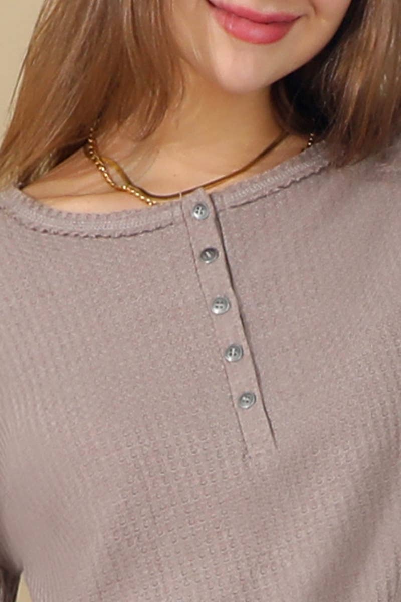 1/4 Button Long Sleeve Top 1487