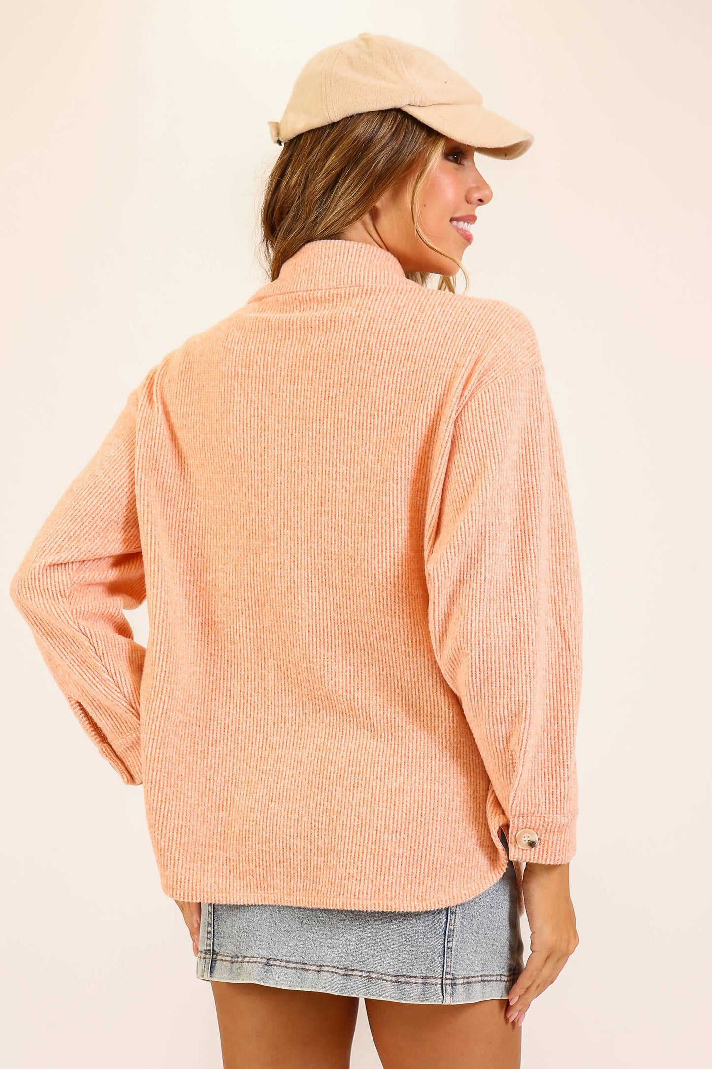 Brushed Waffle Button-Up Shacket
