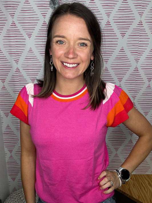 Knitted Rose Red Top