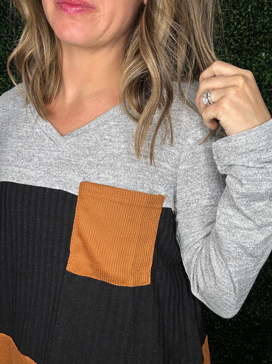 POCKET COLORBLOCK MAM TOP