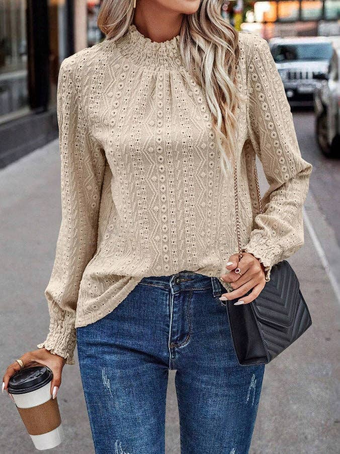 Textured Beige Blouse