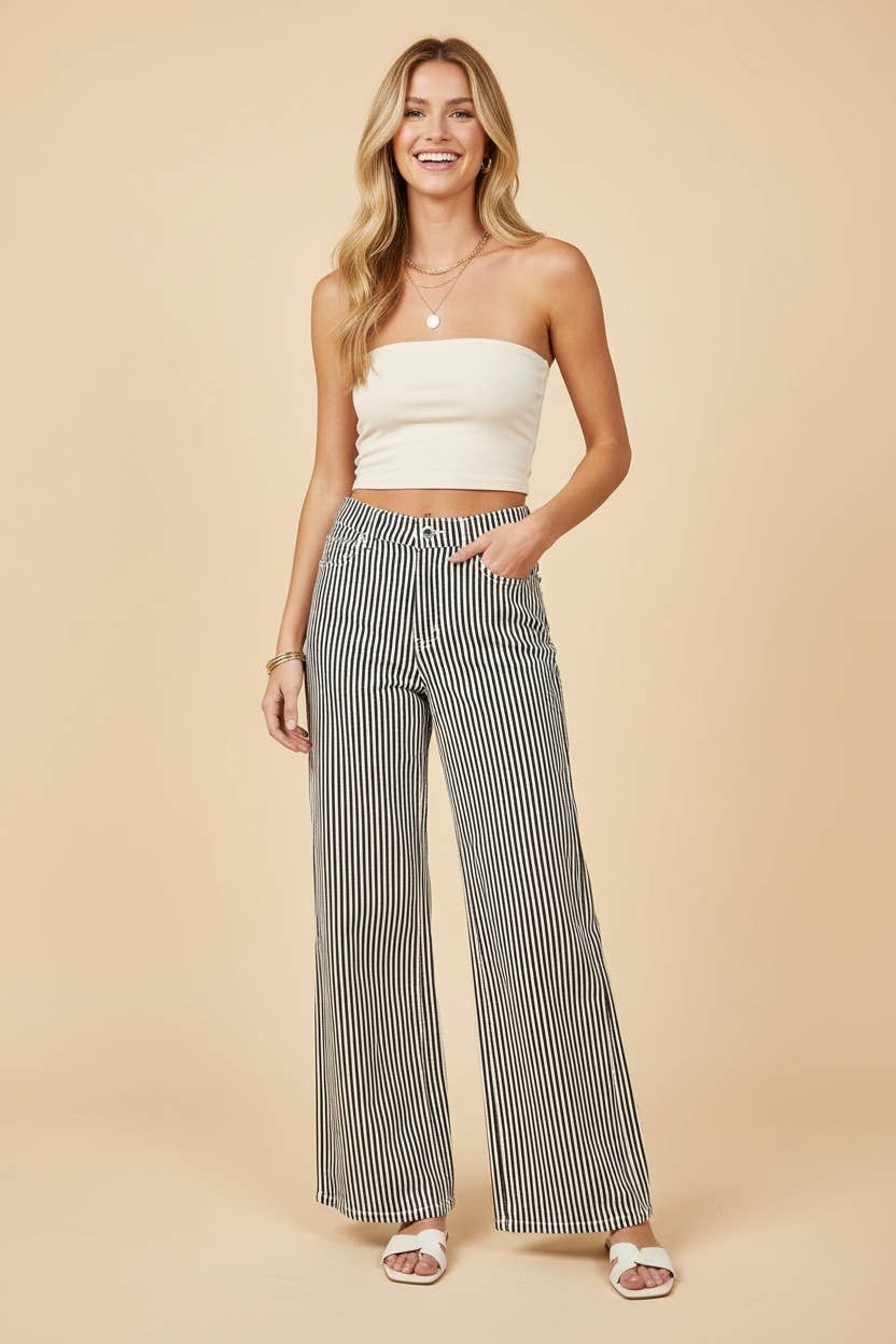 Striped Wide Leg Trousers