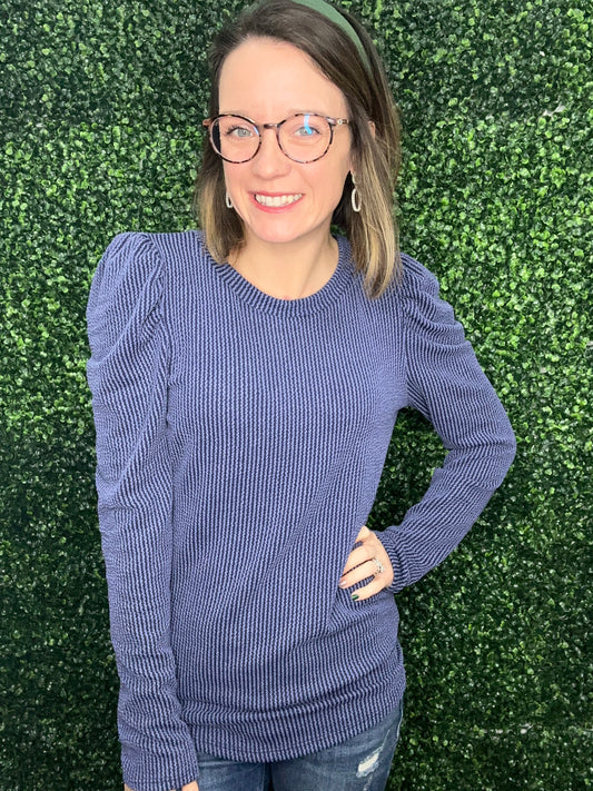 ROBIN NAVY PUFF SLEEVE-4604