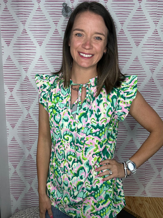 Abstract Ruffle Trim Tank