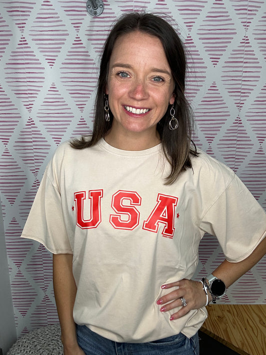 USA Beige Relaxed Fit T
