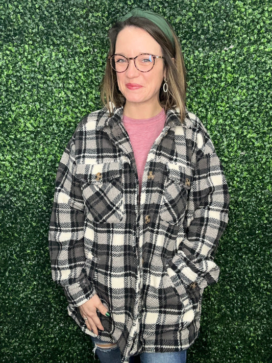 PLAID SHERPA JACKET