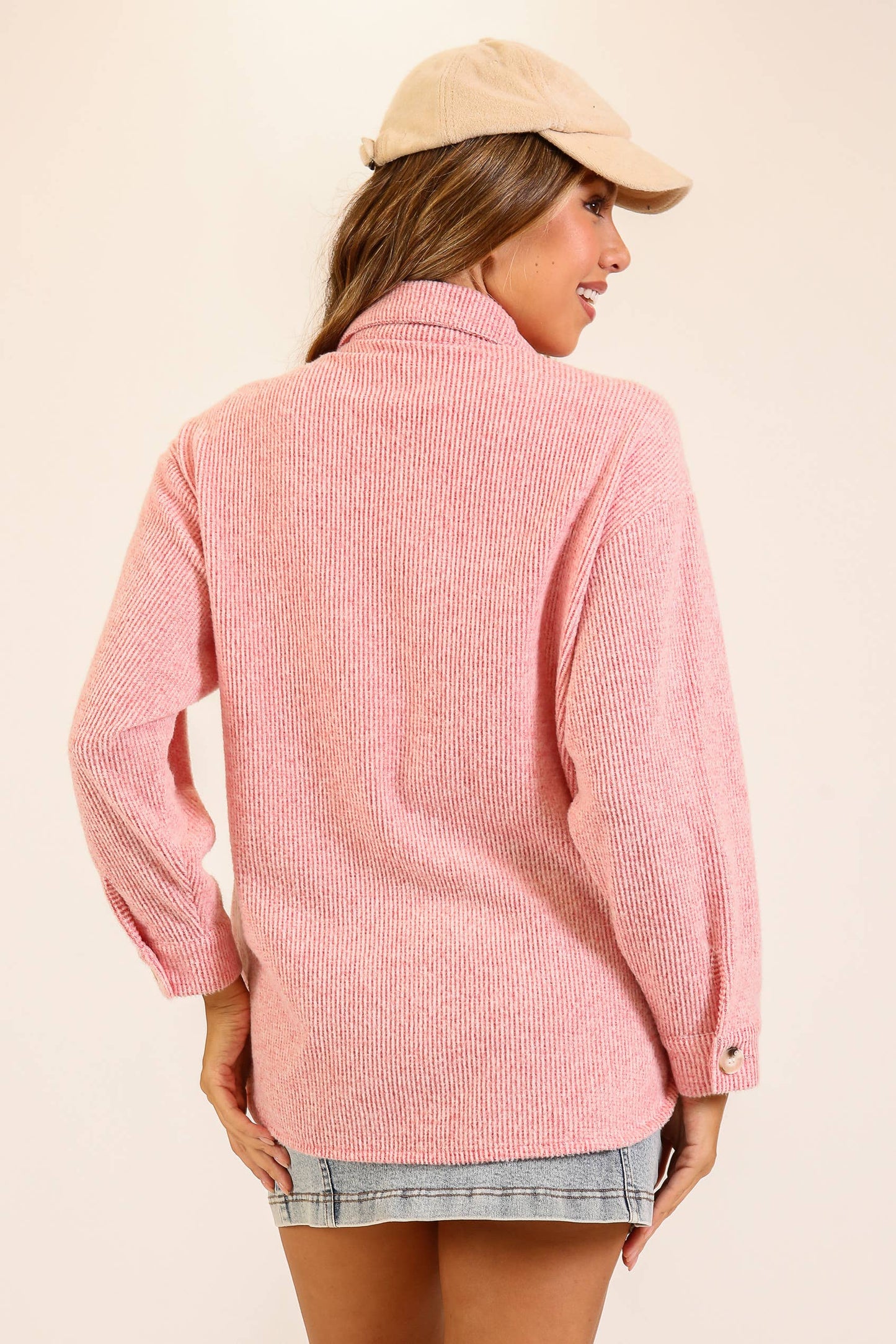 Brushed Waffle Button-Up Shacket