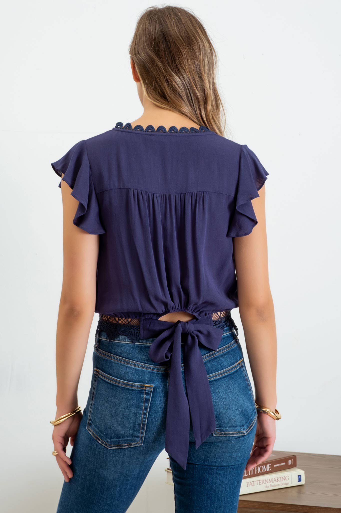 Scallop Lace Trim Back Top