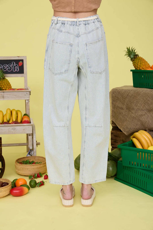 Rope Waist Tie Stripe Denim 1018