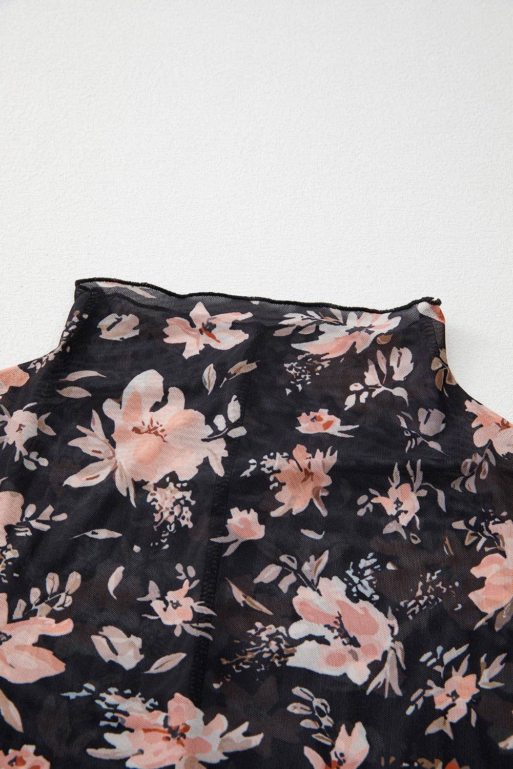 Black Floral Mesh Top