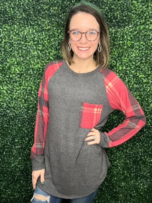 RED PLAID RAGLAN-2633