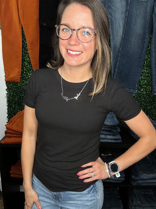 Ribbed Round Neck Top