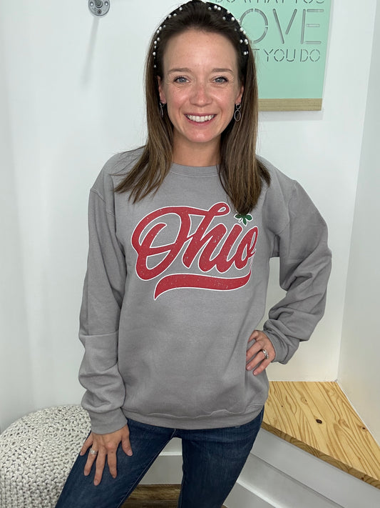 GRAY OHIO SCRIPT SWEATSHIRT
