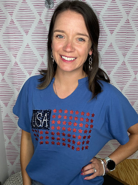 USA Flag Glitter Graphic