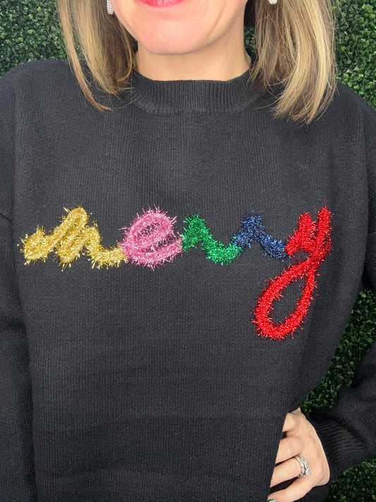 BLACK MERRY SWEATER
