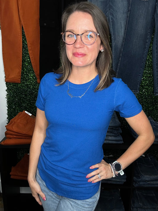 Ribbed Round Neck Top