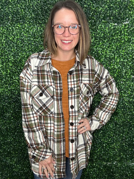 IVORY PLAID SHACKET