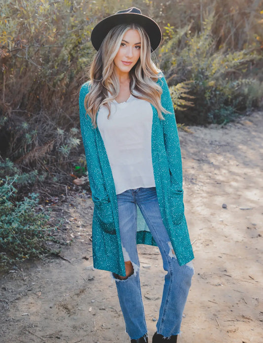 TEAL DOT CARDIGAN