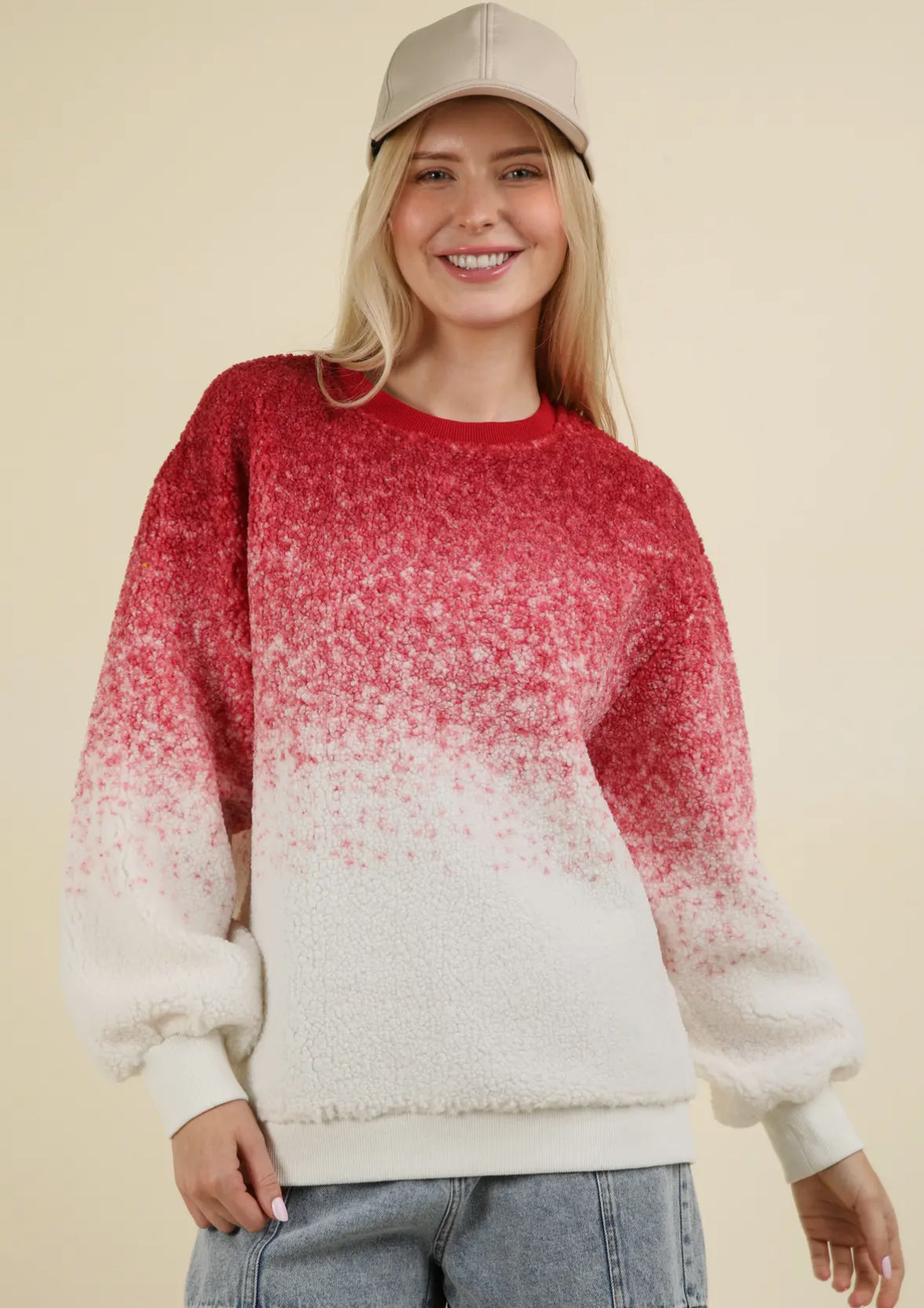 Red Ombre Fuzzy Sweatshirt 11872