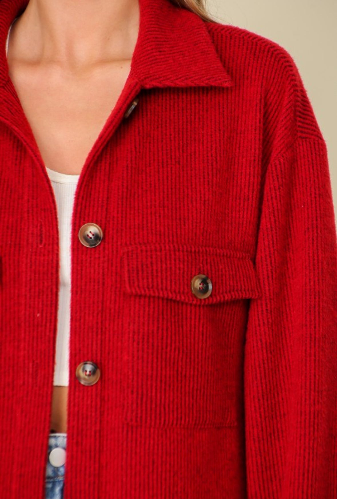 Brushed Waffle Shacket-5033