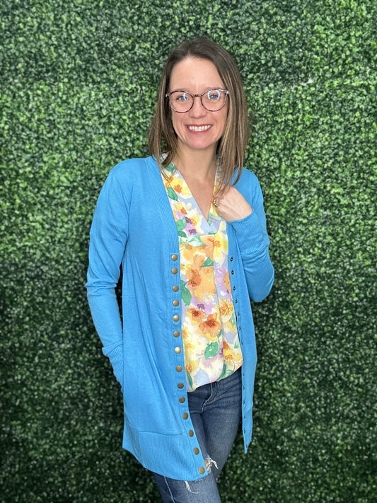 LONG SNAP CARDIGAN