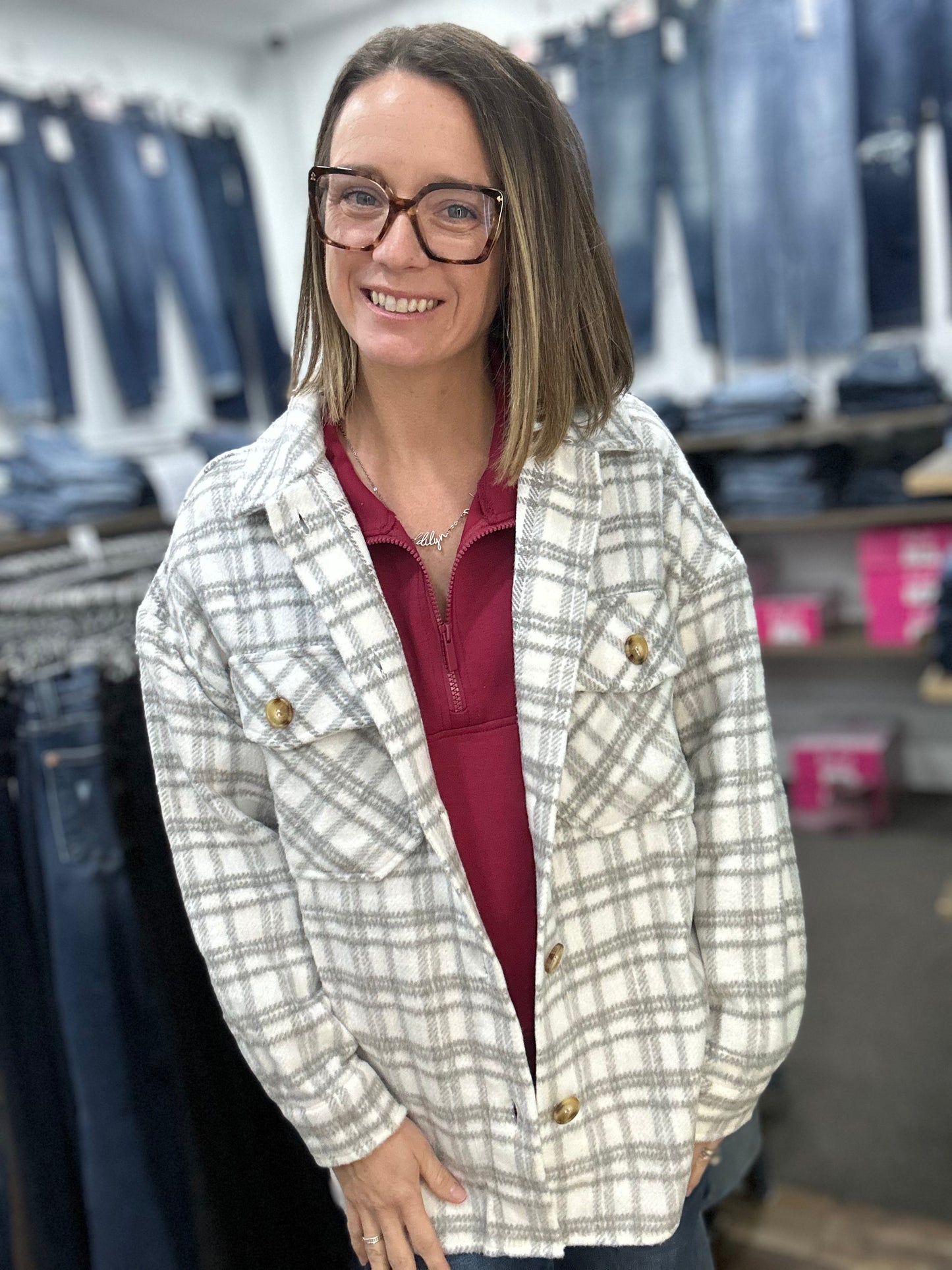 Plaid Shacket 8043