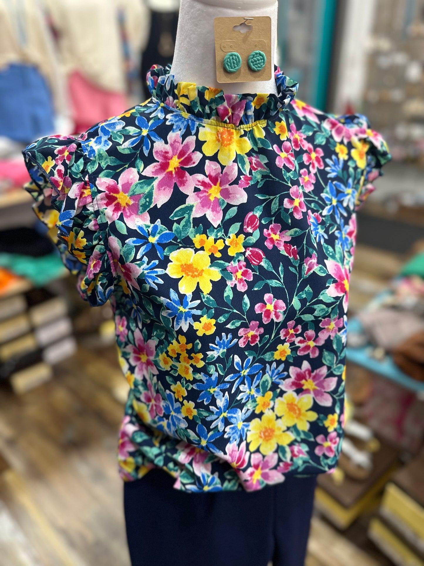 Navy As You Wish Floral Top 4017