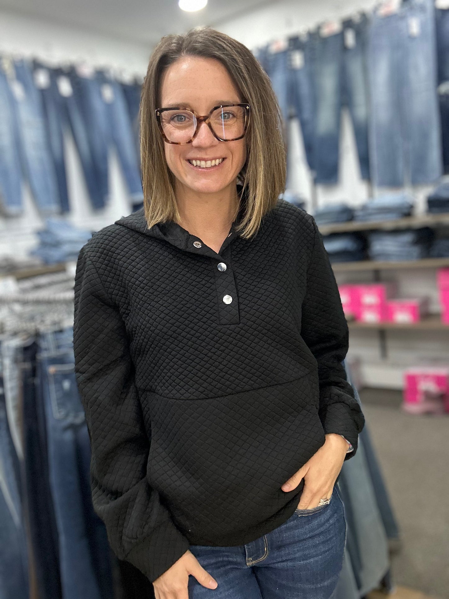 Quilted Sweatshirt Hoodie 1221